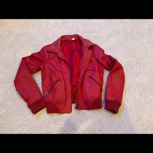 Red vegan leather jacket coat